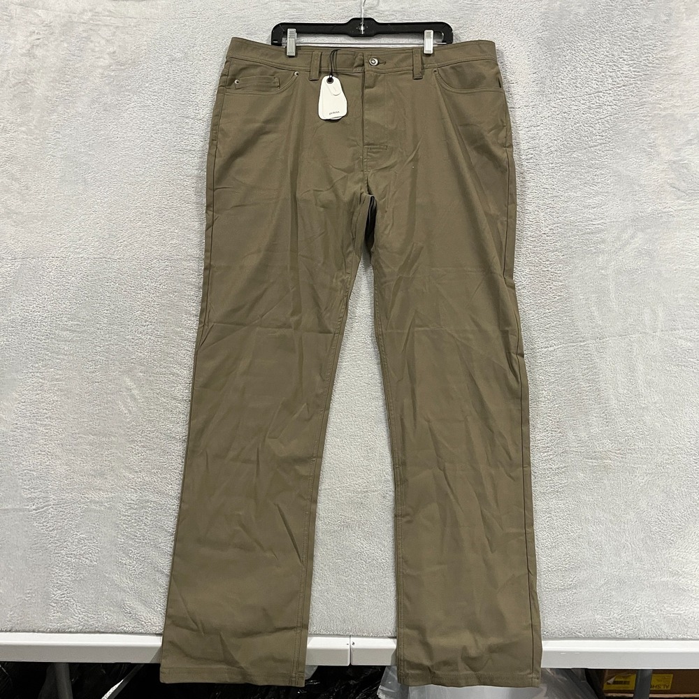 Prana Brion II Pants Mens 40/34 Slate Green Slim Fit Adjustable Drawstring Waist